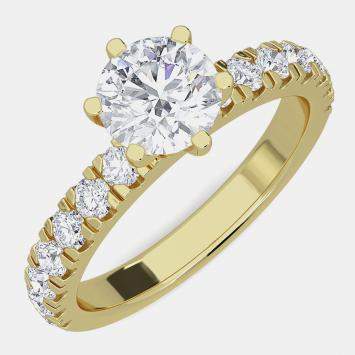 Pre Owned 14K Lab Grown Br Diamond Six Prong Classic Bridal Ring US 7