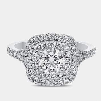 Pre Owned 14K Double Halo Lab Grown Diamonds Bridal Ring US 7