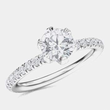 Pre Owned Six Prong Solitaire Lab Grown Diamonds Bridal Ring US 7
