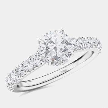 Pre Owned Hidden Halo Solitaire Lab Grown Diamonds Bridal Ring (1.5 Ctw 1Ct) US 7