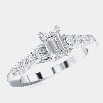 Pre Owned 14K 1Ctw Ec Solitaire With Lab Grown Diamonds Bridal Ring (5/8 Ctr) US 7