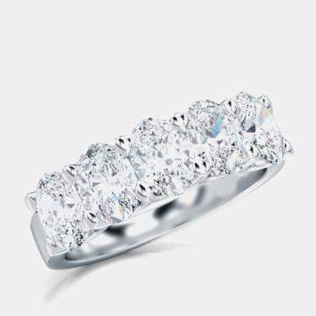 Pre Owned 5 Lab Grown Diamonds Oval Cut Straight Band (1 Ctw) US 7