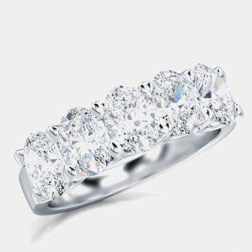 Pre Owned 5 Lab Grown Diamonds Emerald Cut Set Straight Band (2 Ctw) US 7