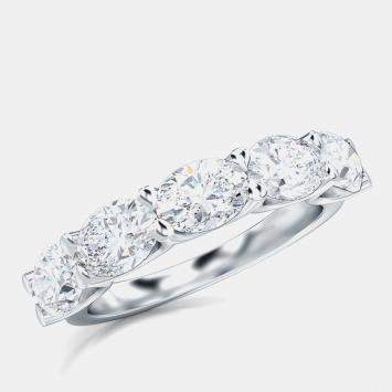 Pre Owned Oval Cut 5 Lab Grown Diamonds Sideways Band (1 Ctw) US 7