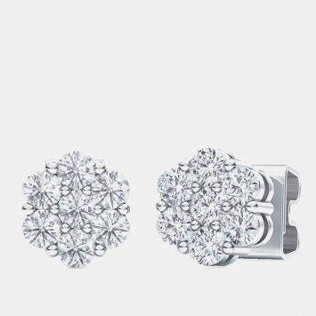 Pre Owned 7 Stone Cluster Lab Grown Diamonds Earrings (1 1/2 Ctw)