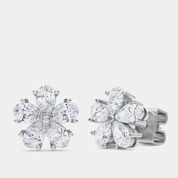 Pre Owned 14K Pear Flower Lab Grown Diamonds Earrings (1 1/2 Ctw) 