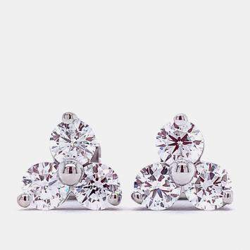 Pre Owned 3 Stone Clove Cuter Cluster Lab Grown Diamonds Earrings (1/2 Ctw)
