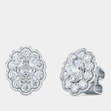 Pre Owned 14K Halo Oval Cut Lab Grown Diamonds Earrings (1 Ctw 1/3 Ctr) 