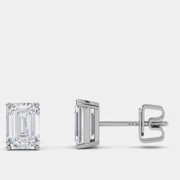 Pre Owned 14K Solitaire Lab Grown Diamonds Earrings (1 Ctw)