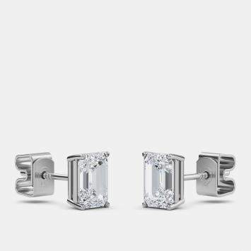 Pre Owned 14K Solitaire Lab Grown Diamonds Earrings (1 1/2 Ctw)