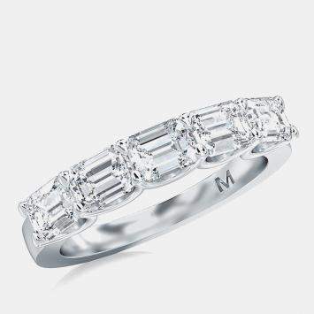 Pre Owned 5 Lab Grown Diamonds Emeral cut Set Sideways Band (2 Ctw) US 7