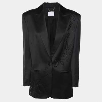 Pre Owned Magda Butrym Black Silk and Wool Blazer S