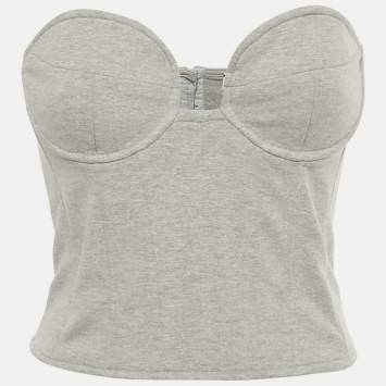 Pre Owned Magda Butrym Grey Cotton Blend Strapless Bustier Top S 