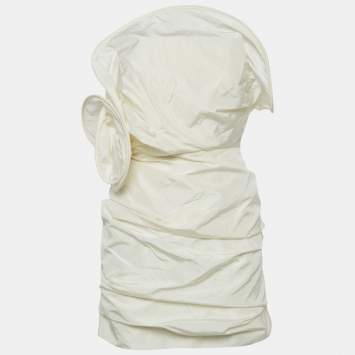 مملوكة مسبقًا Magda Butrym White Silk Structured Detail Corset Mini Dress S
