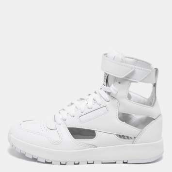Pre Owned Maison Martin Margiela Reebok White Leather Tabi High Top Sneakers Size 39