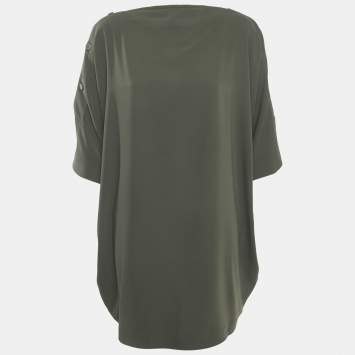 Pre Owned Maison Martin Margiela Olive Green Chiffon Short Dress S