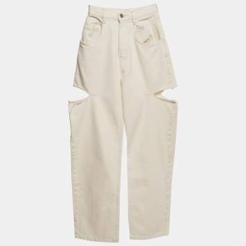 Maison Martin Margiela Off-White Denim Cut-Out High Rise Boyfriend Jeans S Waist 23"