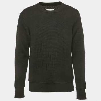 Pre Owned Maison Martin Margiela Black Wool Knit Crew Neck Sweatshirt L