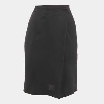 Pre Owned Maison Martin Margiela Black Silk Pleated Pencil Skirt M