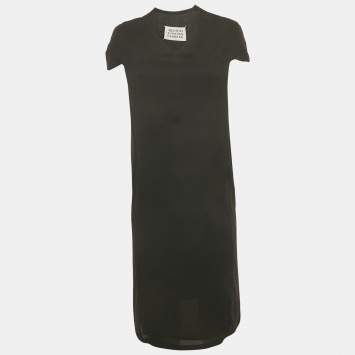 Pre Owned Maison Martin Margiela Black Crepe V-Neck Short Dress M