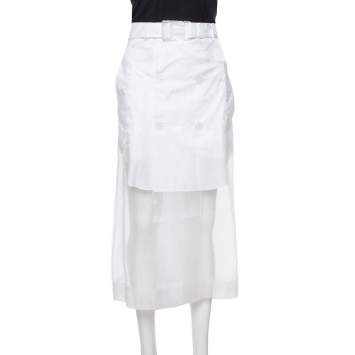 Pre Owned Maison Martin Margiela White Sheer Paneled Skirt L