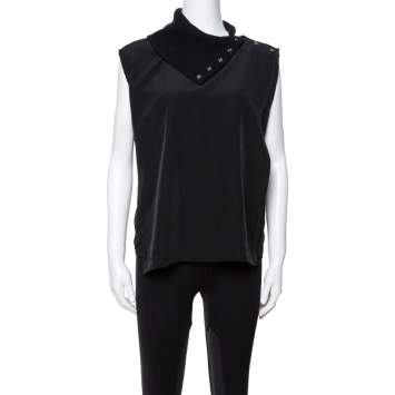 Pre Owned MM6 Maison Martin Margiela Black Mock Neck Sleeveless Top S