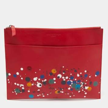 Pre Owned Maison Martin Margiela Red Leather Clutch