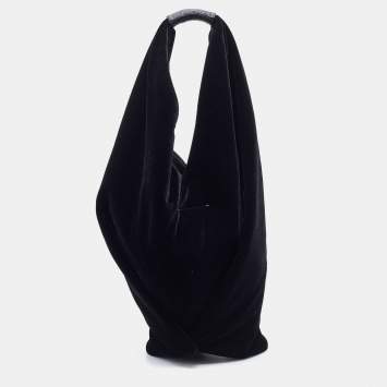 Pre Owned Maison Martin Margiela Black Velvet and Leather Hobo