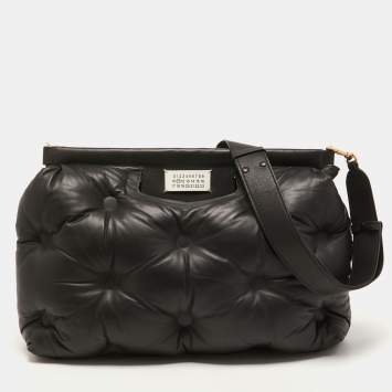 Pre Owned Maison Martin Margiela Black Leather Large Glam Sam Shoulder  Bag