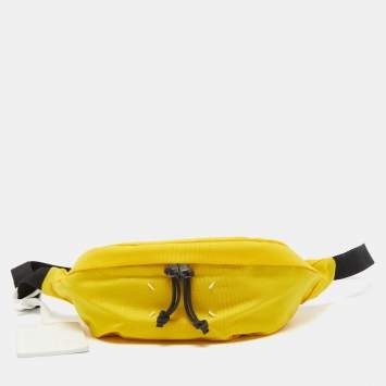 Pre Owned Maison Martin Margiela Yellow/Black Nylon and Leather Belt Bag 
