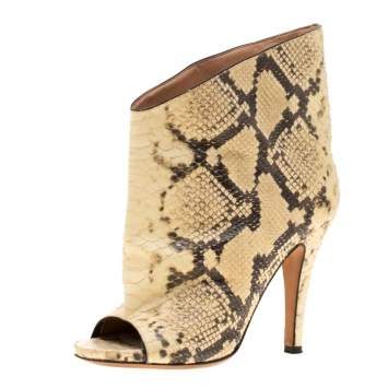 Pre Owned Maison Margiela Beige Faux Python Leather Slouch Peep Toe Ankle Boots Size 35.5