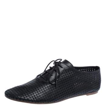 Pre Owned Maison Martin Margiela Perforated Leather Lace Low Top Sneakers Size 37