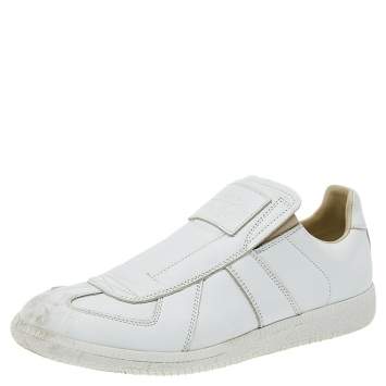 Pre Owned Maison Martin Margiela White Leather Slip on Sneakers Size 39