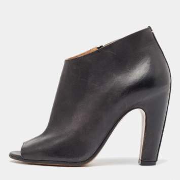 Pre Owned Maison Martin Margiela Black Leather Open Toe Ankle Booties Size 37