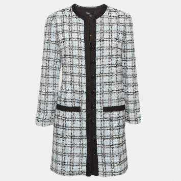 Pre Owned Maje Blue Tweed Button Front Rizuli Mini Dress M