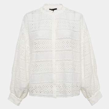 Pre Owned Maje White Broderie Anglaise Cotton Shirt L
