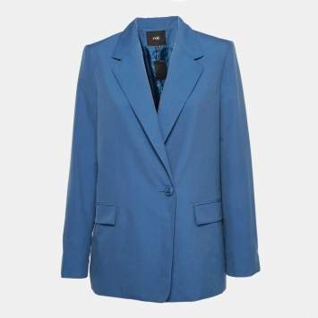 Pre Owned Maje Blue Crepe Straight Tailored Blazer M