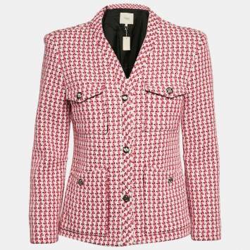 Pre Owned Maje Fuschia Pink Tweed Button Front Jacket M