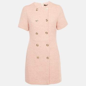 Pre Owned Maje Pink Tweed Rirosila Mini Dress M
