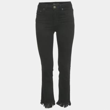 Pre Owned Maje Black Denim Raw Edge Jeans S Waist 26"