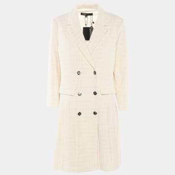 Pre Owned Maje Cream/Silver Tweed Dress M