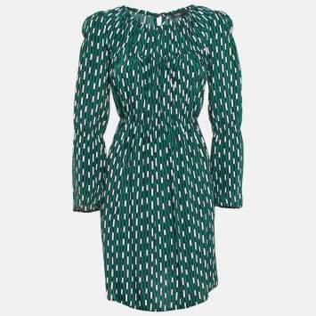 Pre Owned Maje Green Revalou Geometric Print Chiffon Short Dress M