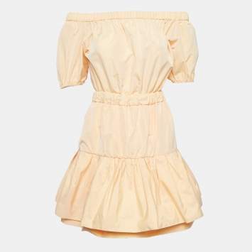 Pre Owned Maje Orange Crepe Tiered Mini Dress M