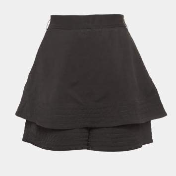 Pre Owned Maje Black Linen Blend Skort L
