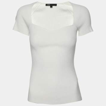 Pre Owned Maje White Rib Knit Top S