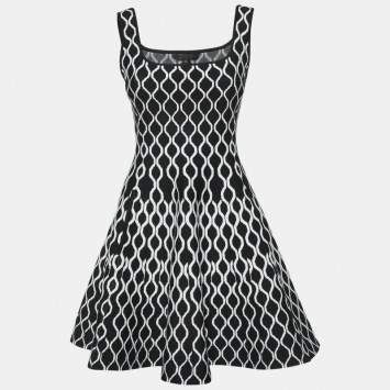 Pre Owned Maje Monochrome Jacquard Knit Mini Dress M
