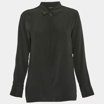 Pre Owned Maje Black Crepe Button Front Shirt M