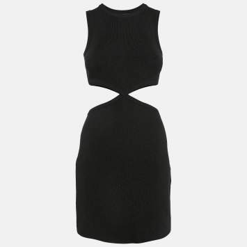 Pre Owned Maje Black Lurex Rib Knit Cut Out Detail Bodycon Dress S