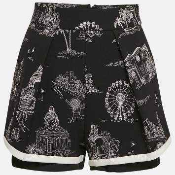 Pre Owned Maje Black Ipom Embroidered Crepe Shorts S