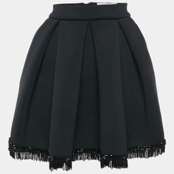 Pre Owned Maje Black Jersey Bead Embellished Mini Skirt XS